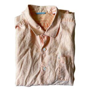 Tommy Bahama Relax Button Down Shirt Mens XL Orange Linen Resortwear Dadcore